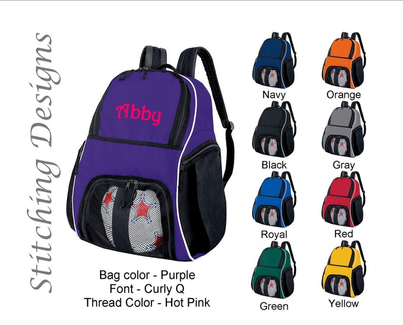 Personalized soccer backpack, Equipment bag, Soccer ball bag, Sports bag, Embroidered, Soccer bag, Monogrammed Soccer backpack, 9 Colors image 7