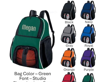 Personalized Basketball backpack, Equipment bag, Soccer ball bag, Sports bag, Embroidered, Soccer bag, Monogrammed Soccer backpack, 9 Colors