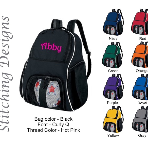 Personalized soccer backpack, Equipment bag, Soccer ball bag, Sports bag, Embroidered, Soccer bag, Monogrammed Soccer backpack, 9 Colors