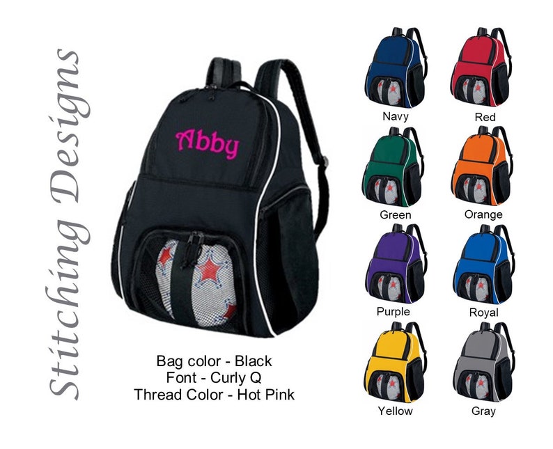 Personalized soccer backpack, Equipment bag, Soccer ball bag, Sports bag, Embroidered, Soccer bag, Monogrammed Soccer backpack, 9 Colors image 1