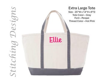 Personalized Large Canvas Tote Bag, Zippered Beach Bag, Bridesmaid Gift