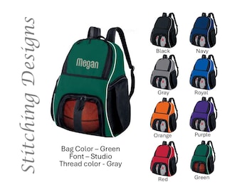 Personalized soccer backpack, Equipment bag, Soccer ball bag, Sports bag, Embroidered, Soccer bag, Monogrammed Soccer backpack, 9 Colors