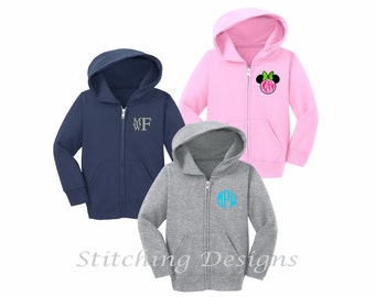 Personalized Toddler Hoodie, Monogram Toddler sweatshirt, Full Zip Hoodie