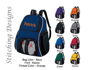 Personalized Basketball backpack, Equipment bag, Soccer ball bag, Sports bag, Embroidered, Soccer bag, Monogrammed Soccer backpack, 9 Colors