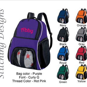 Personalized Basketball backpack, Equipment bag, Soccer ball bag, Sports bag, Embroidered, Soccer bag, Monogrammed Soccer backpack, 9 Colors image 5