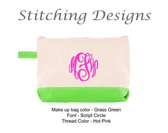 Personalized Canvas Makeup Bag, Monogrammed Cosmetic Bag, Toiletry Pouch