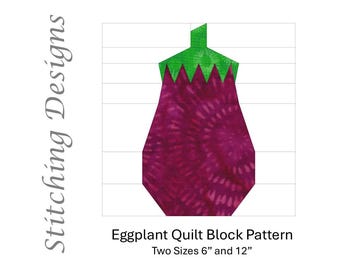 Eggplant Quilt Block Pattern, Paper Piecing & Templates (PDF Download)