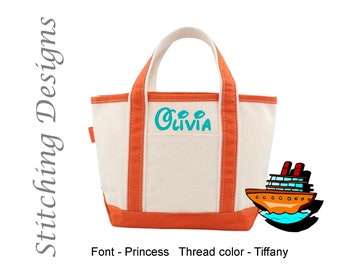 Monogrammed Canvas Kids Tote Bag, Small Beach Tote