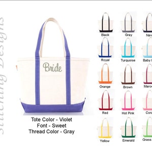 Monogrammed Tote, Classic Canvas Tote, Bridesmaid Tote Bag, Beach bag, Heavy Canvas, Diaper bag - MEDIUM - Zip closure - 16 COLORS