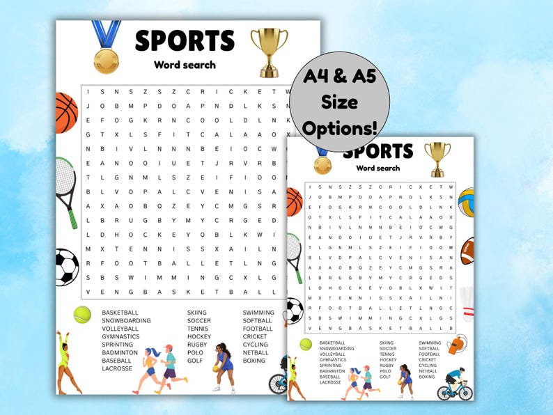Sports Word Search Printable for Kids | Athletics & Games Activity ...