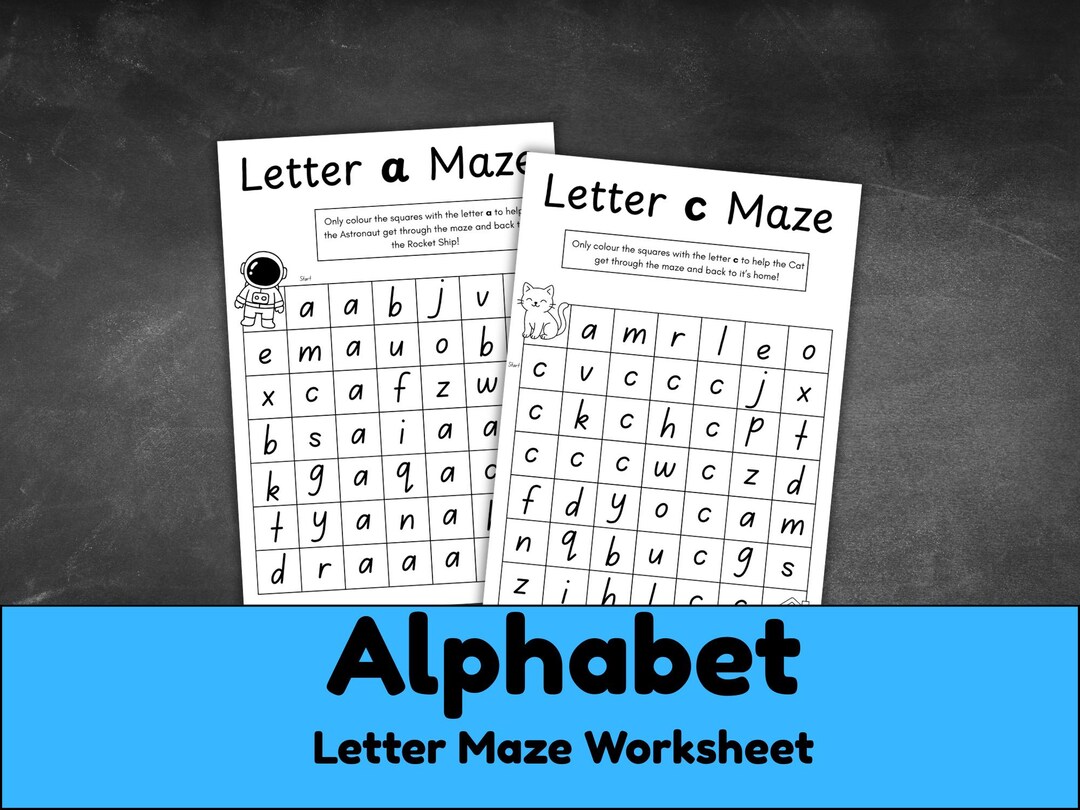 Letter Maze Worksheets | Alphabet Mazes for Preschool & Kindergarten - Etsy