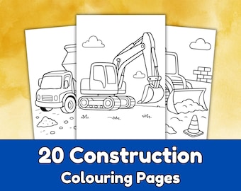 Construction Vehicle Coloring Pages | 20 Truck & Machine Designs (Digital Download)