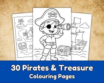 Piraten Malvorlagen für Kinder | 30 Abenteuerbögen zum Ausdrucken (Digitaler Download)