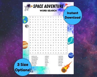 Space Word Search Printable | Kids Space Activity | Planets & Astronauts Worksheet | Instant Download