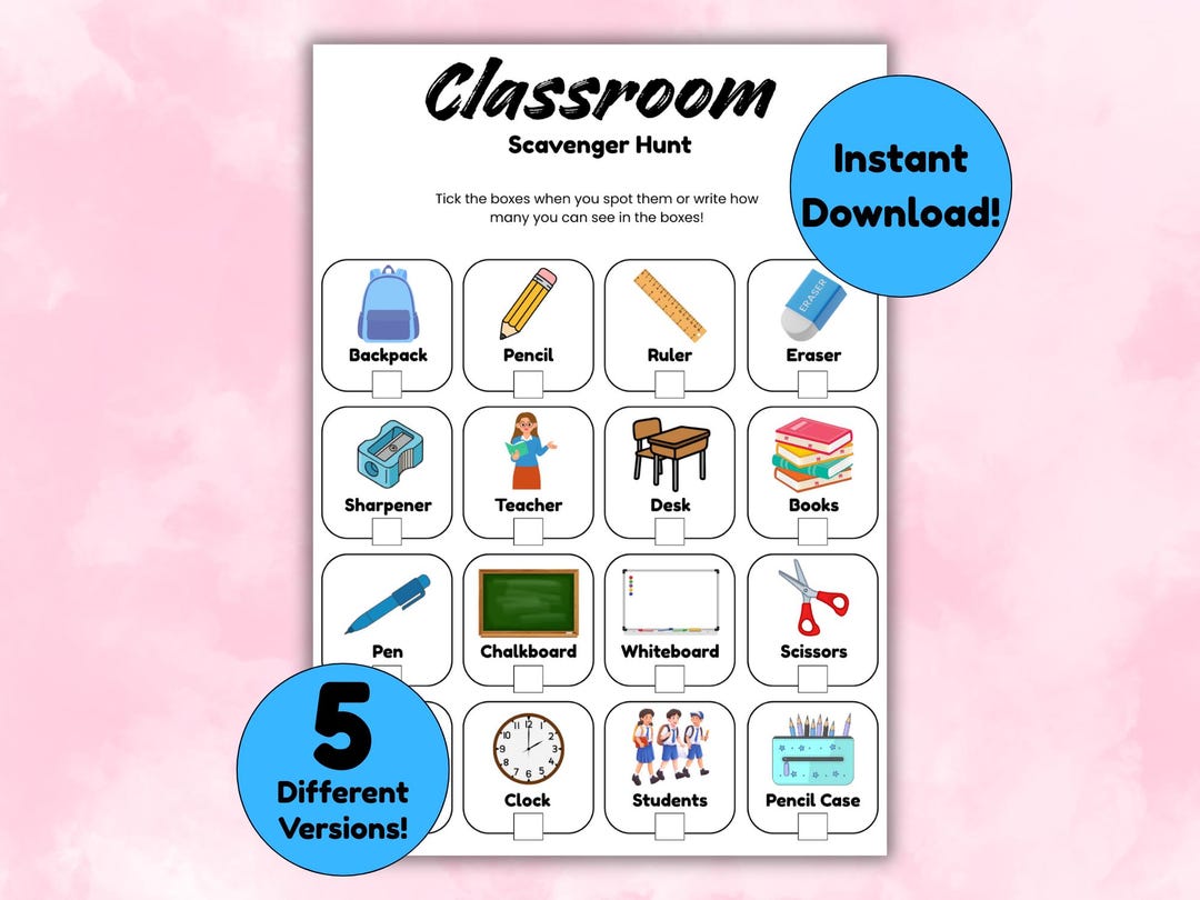 Classroom Scavenger Hunt Printable | Back to School Activity for Kids ...