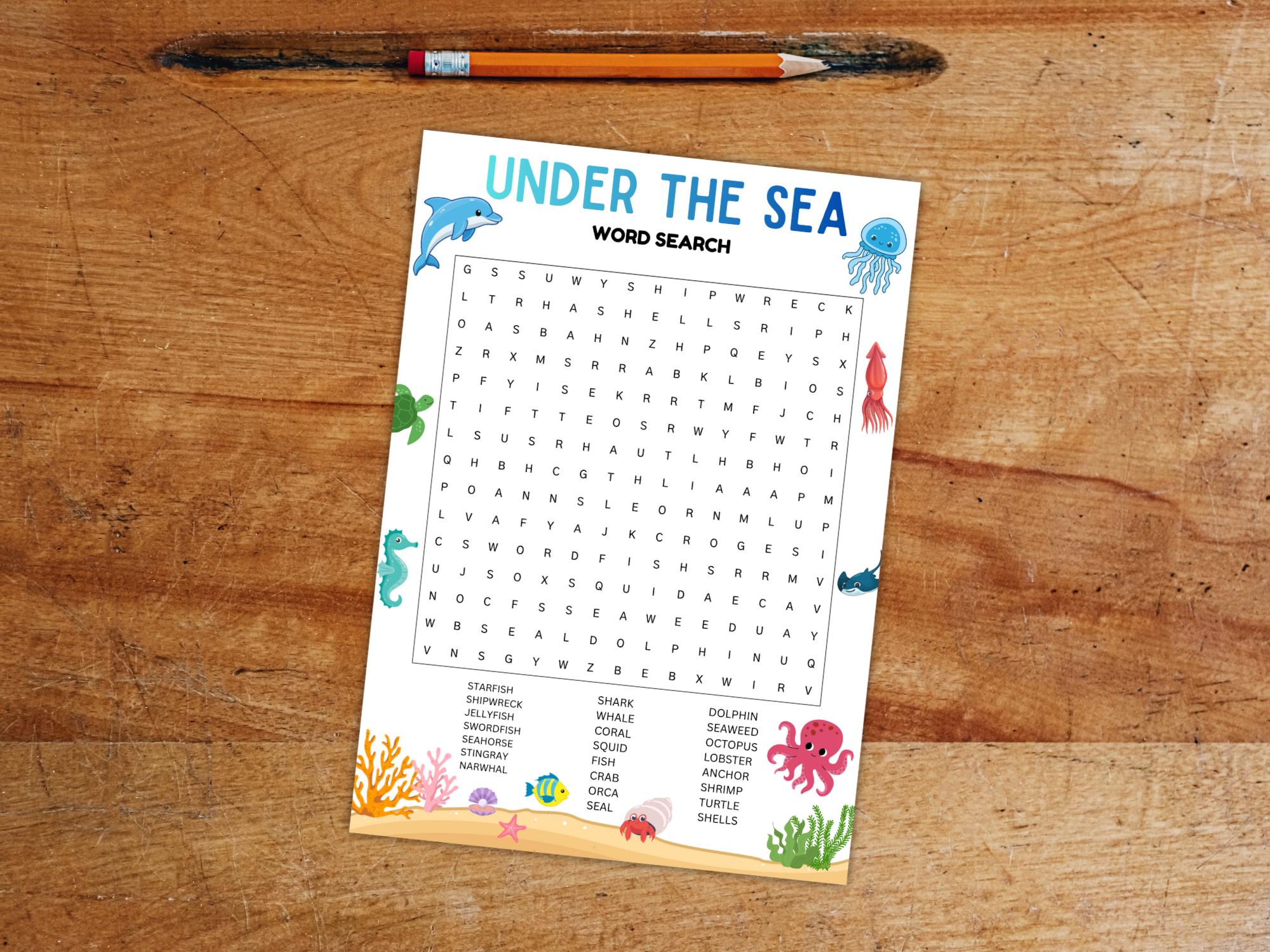 Under the Sea Word Search Printable for Kids | Ocean-themed Activity ...