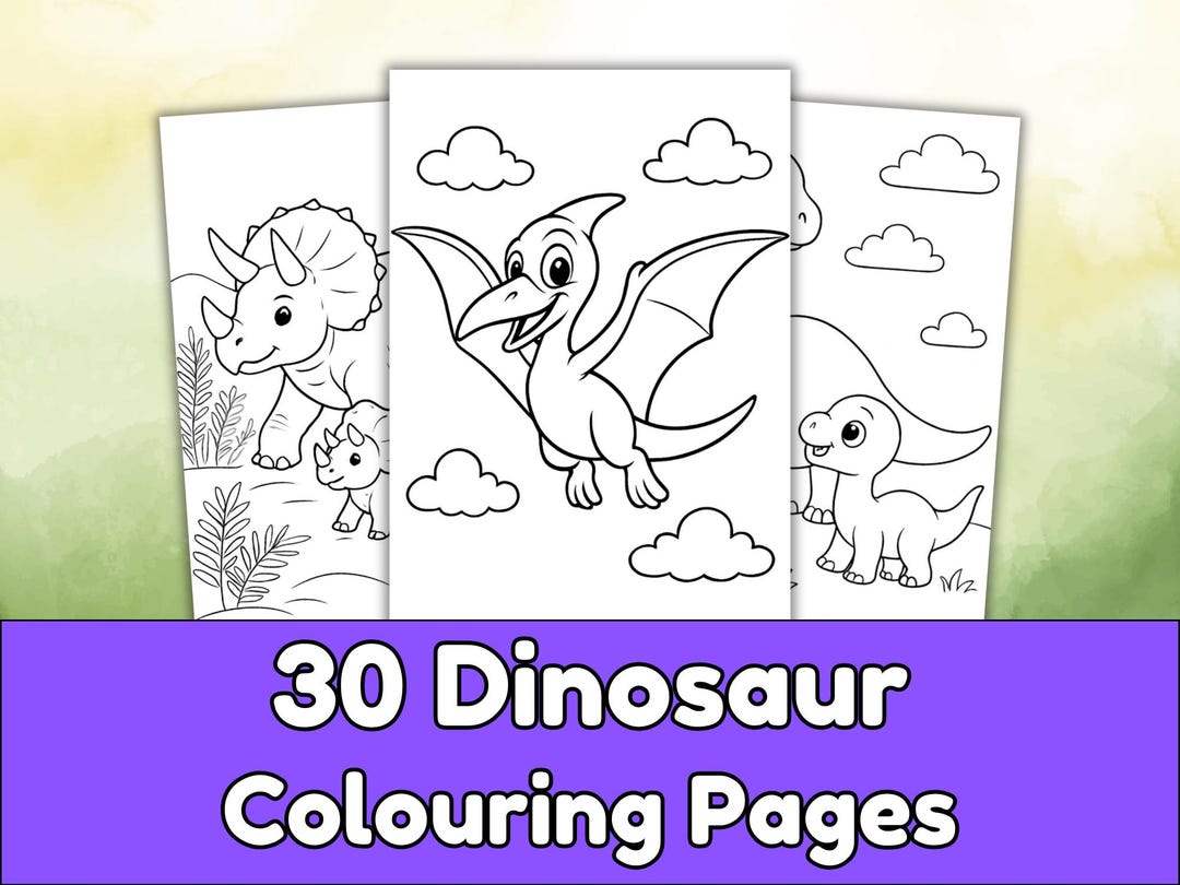 Dinosaur Coloring Pages | 30 Dino Activity Sheets (printable PDF) - Etsy