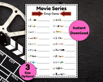 Série de films Emoji Jeu | Devinez Movie Quiz, activité festive (téléchargement PDF instantané)