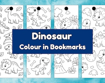 Dinosaurier Color In Lesezeichen | Kinderzimmer Geschenk, Mitbringsel (Instant Download)