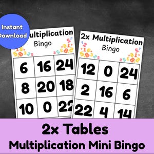 2x Multiplication Bingo Printable | Times Tables Practice Game (Digital Download)