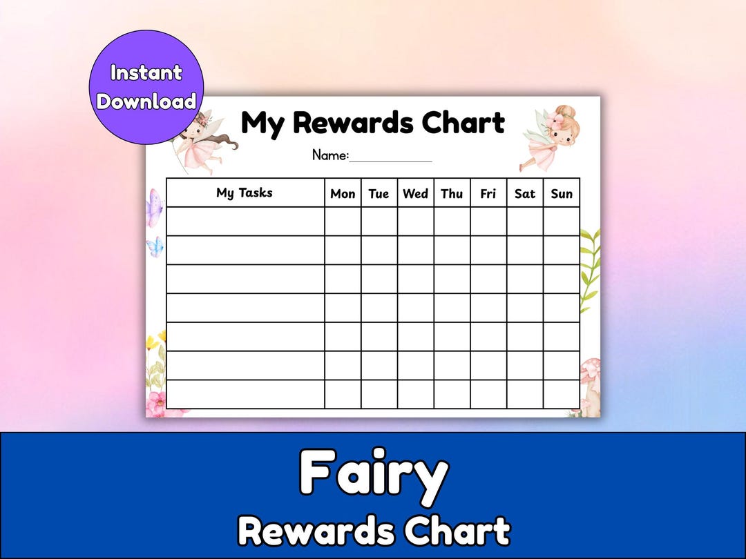 Fairy Reward Chart | Magical Behavior Tracker (instant Download PDF) - Etsy