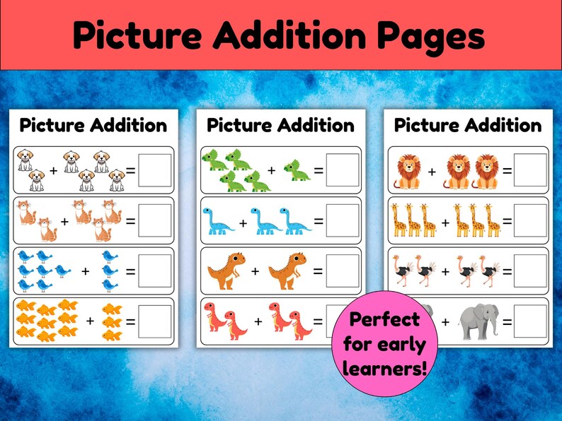 Addition Example Using Red Bird Addition Worksheets | Number Lines, Picture Addition & Simple Sums | 20 ...