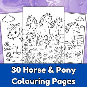 Horse & Pony Coloring Book | 30 Farm Animal Pages (Digital Download)