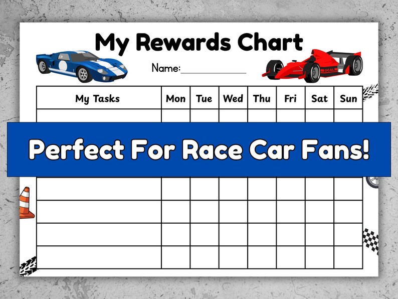 Race Car Behavior Chart for Kids | Daily Routine Tracker (PDF Download ...