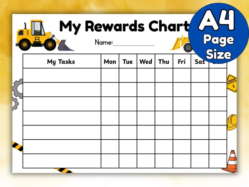 Construction Rewards Chart | Builder Behavior Tracker (digital Download ...