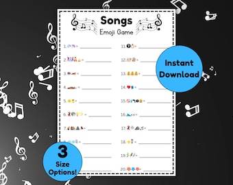 Songs Emoji Game Printable | Music Party Quiz (Digital Download)