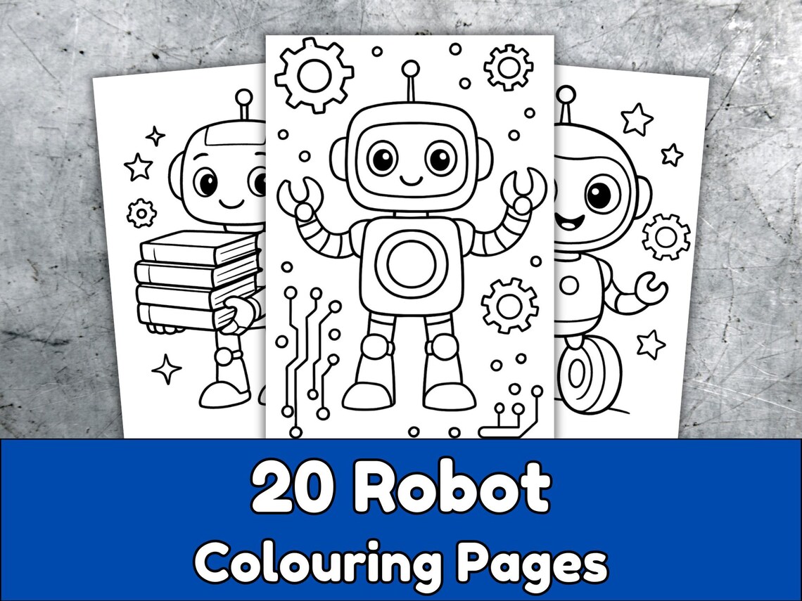 20 Robot Colouring Pages for Kids | Printable PDF Activity (digital ...