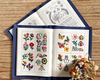 手作りのステッチブックとキット：クリエイティブなDIY縫製パターンを備えた完全な刺繍ブックスターターセット