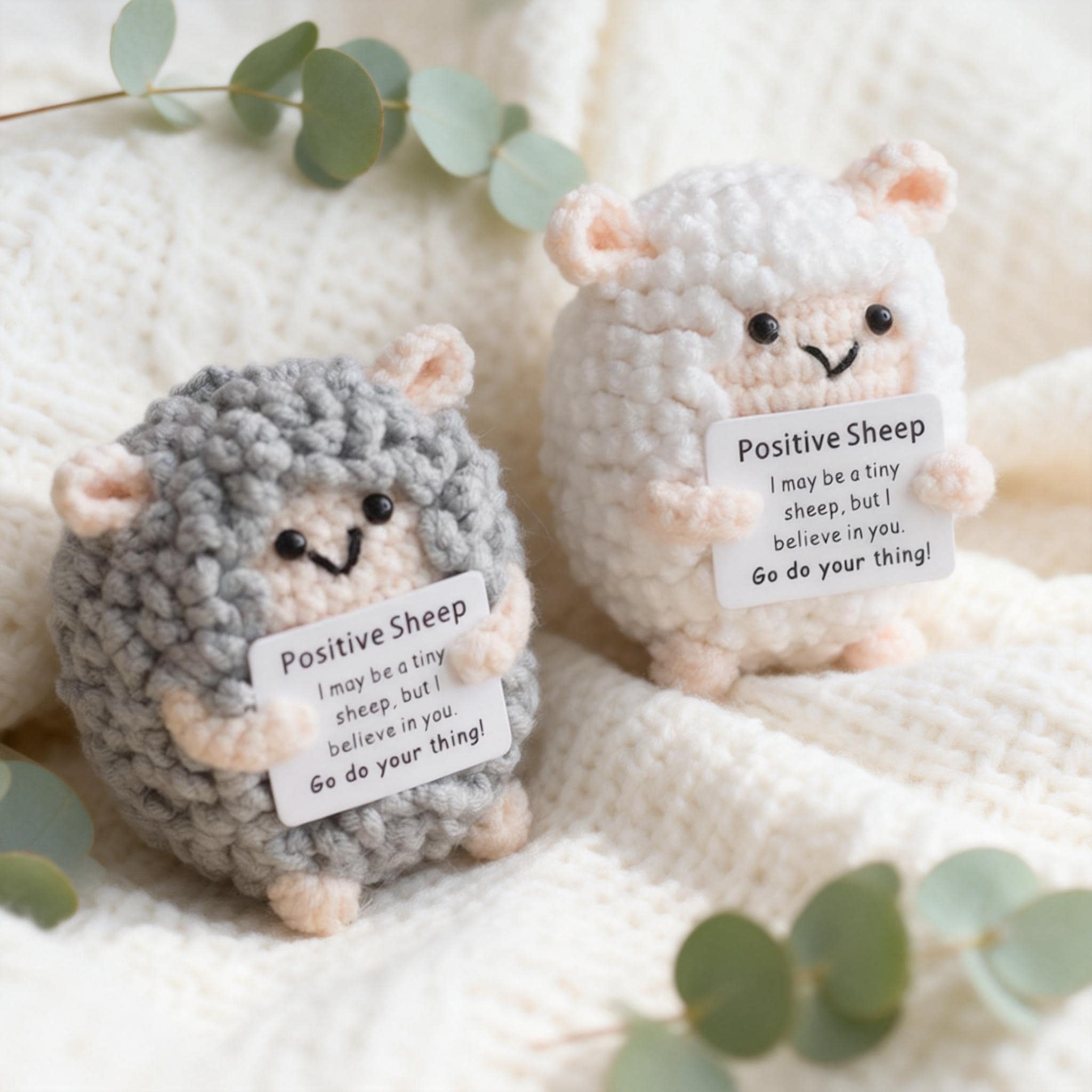 Emotional Support Crochet Sheep, Positive Gift, Cute Lamb Doll