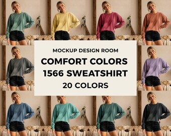 CC1566 Sweatshirt Mockup | Relaxed Home Lifestyle | High Res PNG | 20 Colors