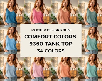 Maqueta de camiseta sin mangas Comfort Colors 9360 / Ropa de estilo bohemio (34 colores)