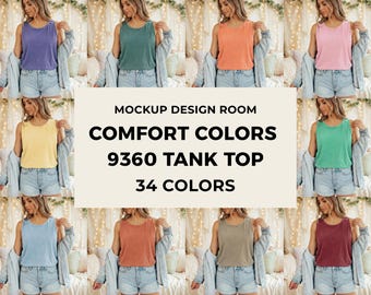 Conjunto de maquetas Comfort Colors 9360 / Modelo de camiseta sin mangas / Ambiente acogedor para interiores / 34 colores