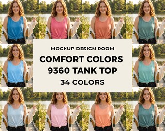 Zestaw makiet Comfort Colors 9360 | Model topu bez rękawów | Scena nad jeziorem | 34 kolory