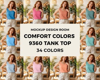 Maqueta Comfort Colors 9360 / Interior de boutique moderna / 34 colores / Paquete de camisetas sin mangas