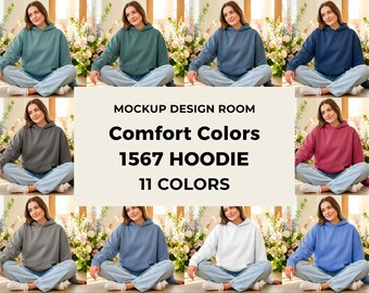 Maqueta de sudadera con capucha Comfort Colors 1567 (11 unidades) / Spring Bloom Studio / PNG de alta resolución