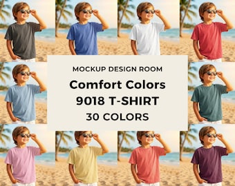 Maqueta de 30 colores Comfort Colors 9018 / Ambiente veraniego fresco / Vista soleada del océano / PNG de alta resolución