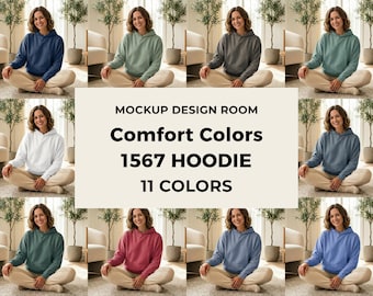 Comfort Colors Hoodie 1567 Bundle | Modern Living Room Vibe | 11 Colors PNG