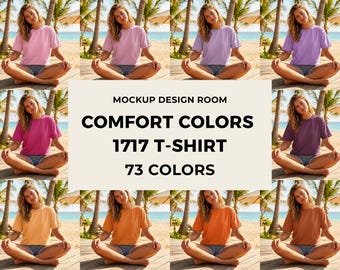 1717 maquetas de Comfort Colors / 73 colores / Paquete de maquetas de camisetas de verano en modelo / PNG de alta resolución