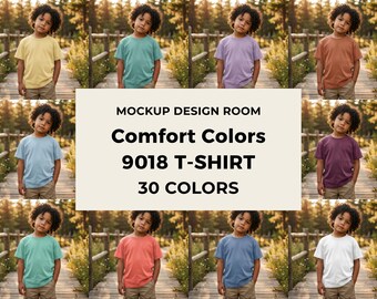 Maqueta de camiseta juvenil Comfort Colors 9018 / Atardecer en la hora dorada (30 colores)
