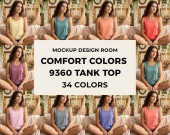 Paquete Comfort Colors 9360 / Maqueta de camiseta sin mangas / Estilo de estudio creativo / 34 colores
