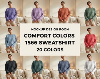 Maqueta de sudadera Comfort Colors 1566 / Estudio limpio, modelo de pie (descarga digital)