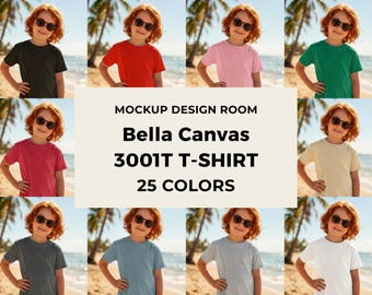 Bella Canvas 3001T Toddler Mockup | Aesthetic Beach Vibe | 25 Colors