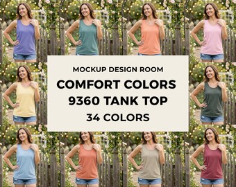 Conjunto de maquetas de camisetas sin mangas Comfort Colors 9360 / Jardín romántico (34 colores)