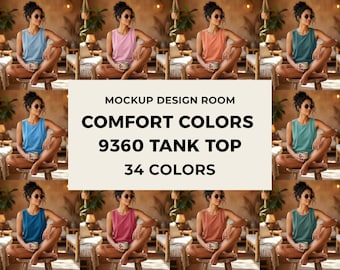 Maqueta de camiseta sin mangas Comfort Colors 9360 / Boho Slow Morning (34 colores)