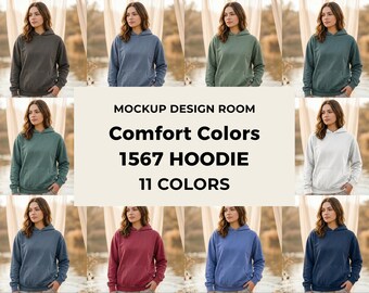 Zestaw bluz z kapturem Comfort Colors 1567 | Nad jeziorem skąpanym w słońcu | Zestaw 11 kolorów