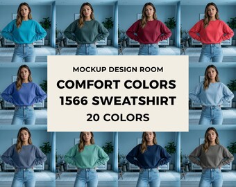 20x Comfort Colors 1566 Mockup | Garment Dyed Sweatshirt | Full Bundle